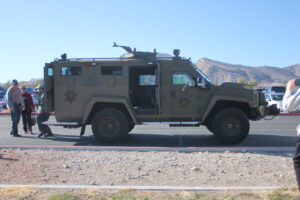 Side view of a Las Vegas Metropolitan Police BearCat G3 at a public display in January 2020.