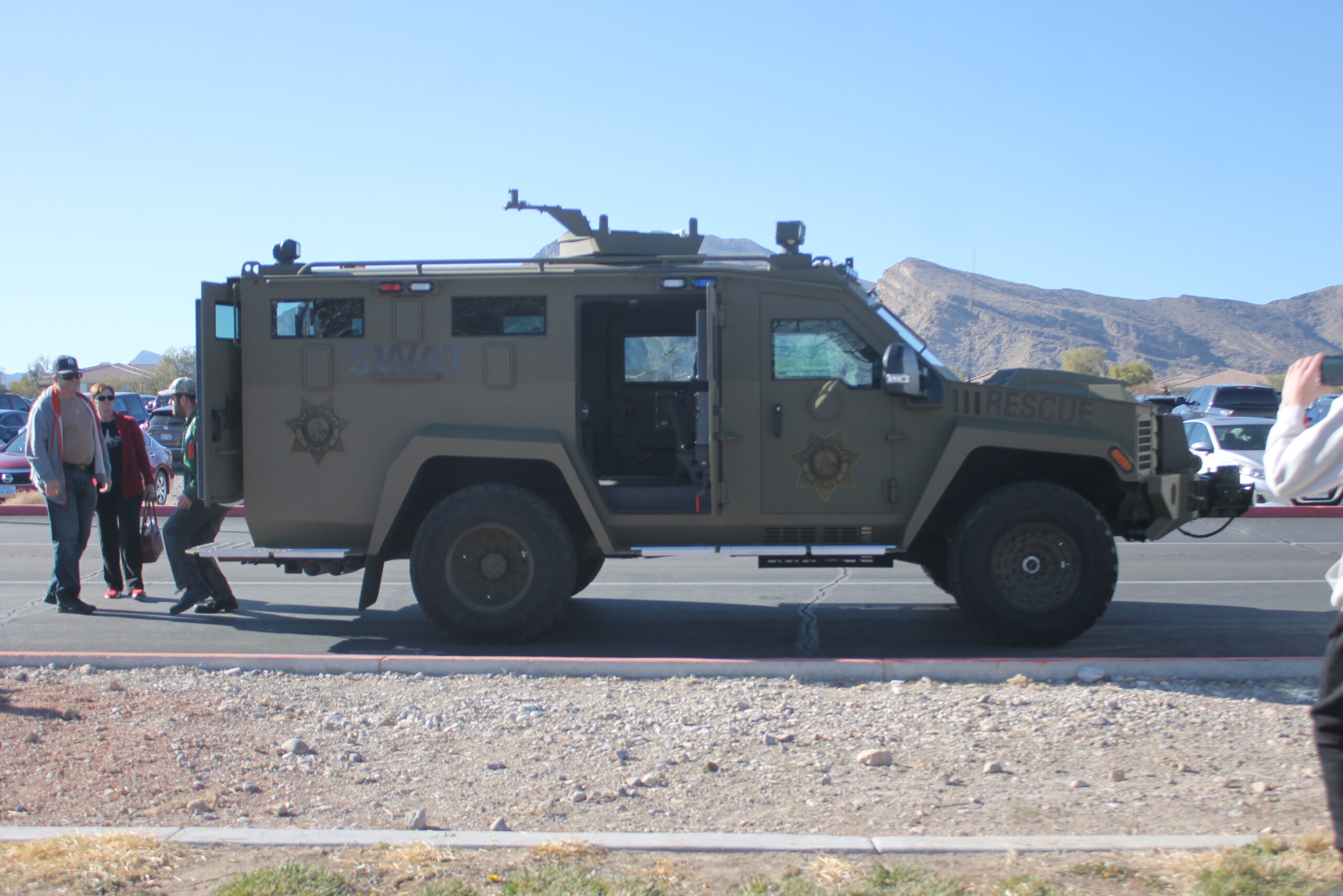 Side view of a Las Vegas Metropolitan Police BearCat G3 at a public display in January 2020.